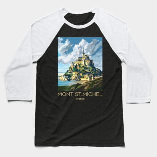 A Vintage Travel Illustration of Mont Saint Michel - France Baseball T-Shirt